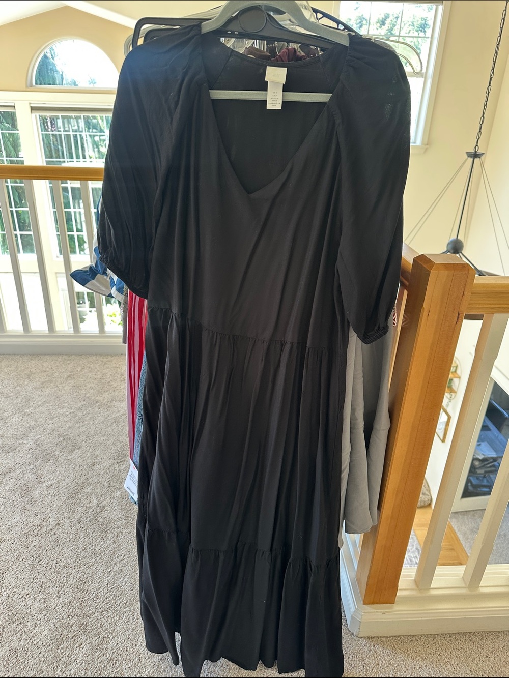 H&M Women's Black Tiered V-Neck Dress